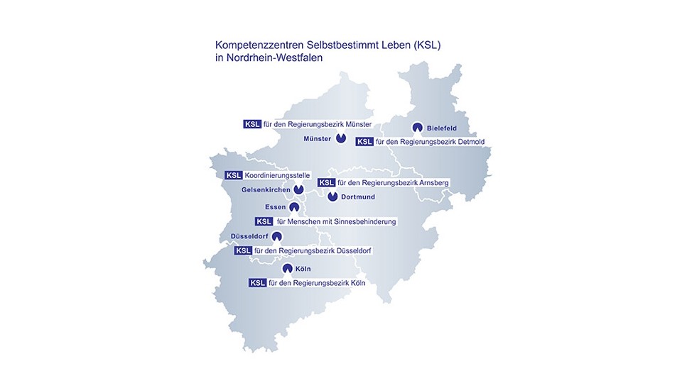 Eine Karte von NRW, auf der alle KSL verzeichnet sind.