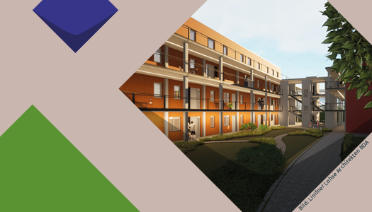 Eine Visualisierung eines neu gebauten Wohnblocks