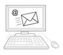 Ein Computer, auf dessen Bildschirm ein Briefumschlag-Symbol als Zeichen für E-Mail zu sehen ist