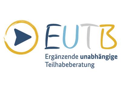 Das Logo der EUTB-Stellen: in Buchstaben E U T B, darunter steht Ergänzende Unabhängige Teilhabeberatung, davor ein Pfeil, dessen Spitze zur EUTB zeigt, umschlossen von einem Kreis