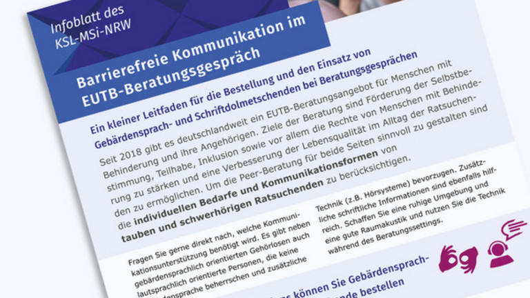 Infoblatt für EUTB-Beratungsstellen zur barrierefreien Kommunikation