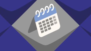 Symbolbild für Termine in NRW: Ein weißer Kalender auf grauer Kachel mit Stilelementen der KSL.NRW