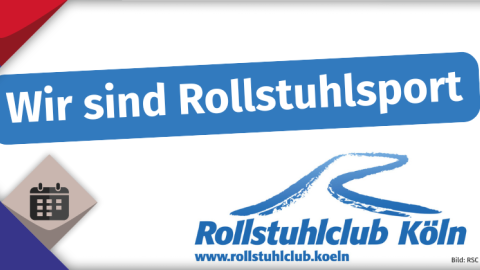 Schriftzug "Wir sind Rollstuhlsport" oberhalb des Logos vom RSC Köln