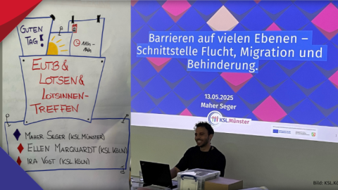 Willkommensschild zur Veranstaltung und Startseite der Präsentation von M. Seger