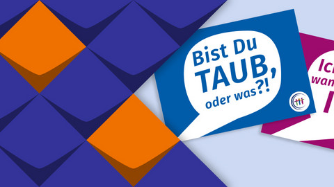 Postkarten Gewaltschutz. Links: Bist Du taub, oder was? Rechts: ich esse, wann ich will
