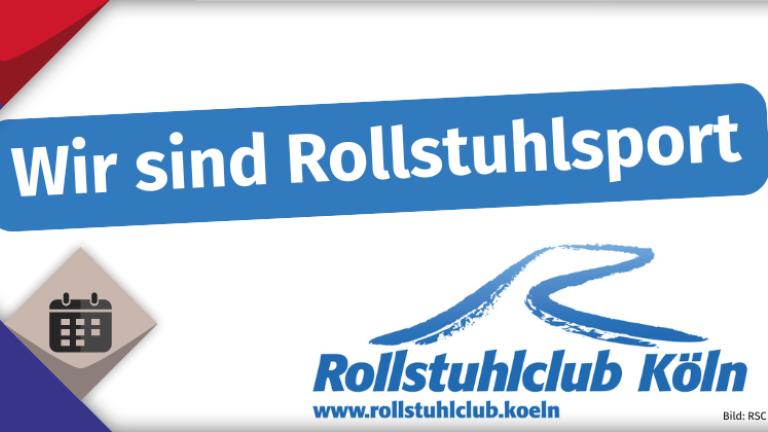 Schriftzug "Wir sind Rollstuhlsport" oberhalb des Logos vom RSC Köln