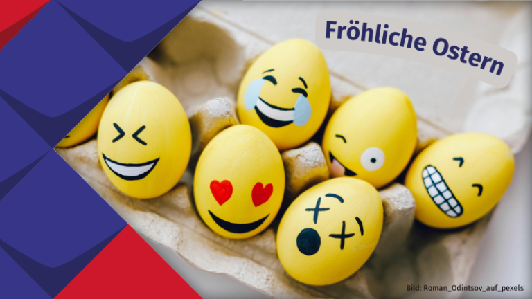 Ostereier mit verschiedenen Gesichtern, Comic-Stil